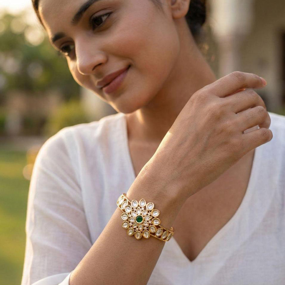 Jewel Addiction Designer Polki Kundan Stone Bangles Set