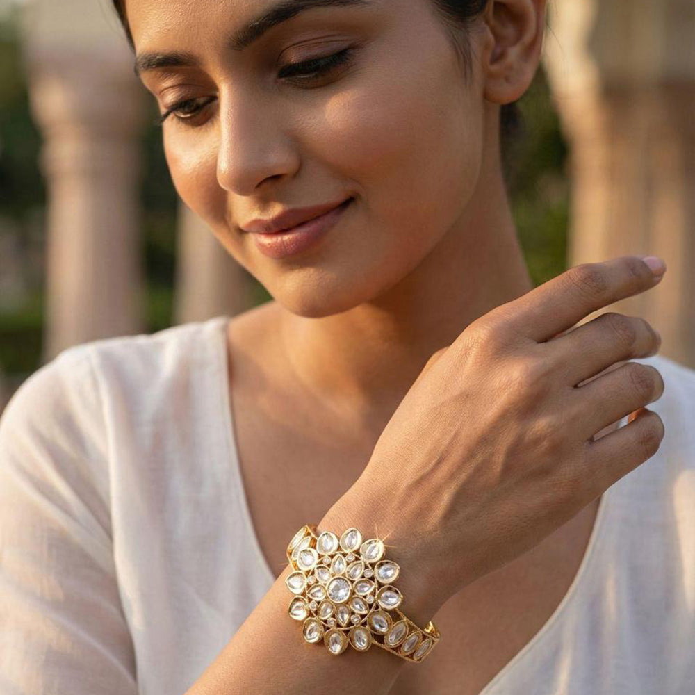 Jewel Addiction Polki Kundan Designer Openable Bracelet
