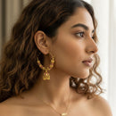 Jewel Addiction Ethnic Designer Pota Stone Beads And Pearl Jhumki Earrings