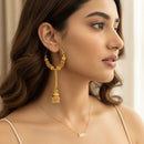 Jewel Addiction Ethnic Designer Pota Stone Beads And Pearl Jhumki Earrings