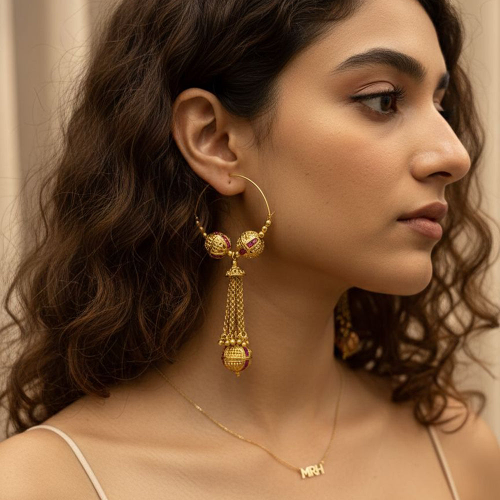 Jewel Addiction Ethnic Designer Pota Stone Beads And Pearl Bali Earrings