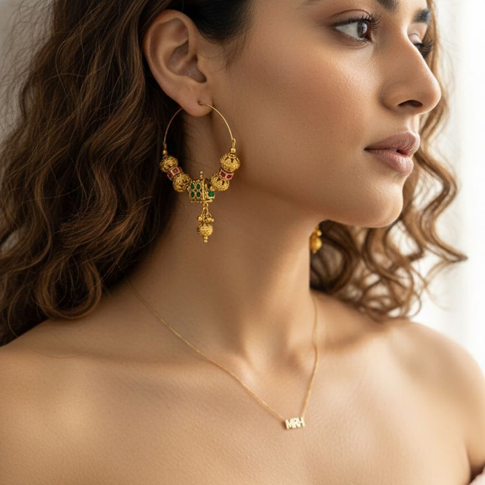 Jewel Addiction Ethnic Designer Pota Stone Beads And Pearl Bali Earrings