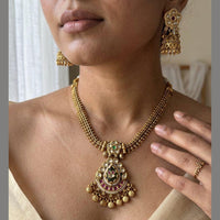 Jewel Addiction Premium Pota Stone And Pearl Necklace Set