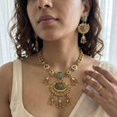 Jewel Addiction Premium Pota Stone And Pearl Necklace Set