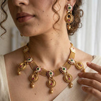 Jewel Addiction Premium Pota Stone Beads And Pearl Necklace Set