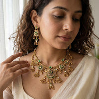 Jewel Addiction Premium Pota Stone Beads And Pearl Necklace Set