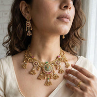 Jewel Addiction Premium Pota Stone Beads And Pearl Necklace Set