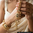 Jewel Addiction Heritage Style Pota Stone And Pearl Adjustable Bracelet