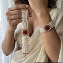 Jewel Addiction Heritage Style Kundan Stone And Pearl Adjustable Bracelet