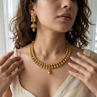 Jewel Addiction Premium Pota Stone Beads And Pearl Necklace Set