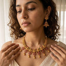Jewel Addiction Premium Pota Stone Beads And Pearl Necklace Set