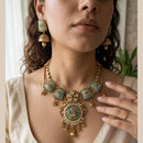 Jewel Addiction Premium Pota Stone Beads And Pearl Necklace Set