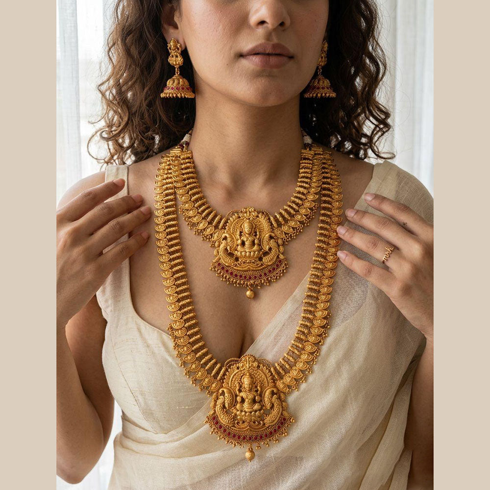 Jewel Addiction Twin Grace Pota Stone And Pearl Temple Double Necklace Set