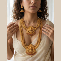 Jewel Addiction Twin Grace Pota Stone And Pearl Temple Double Necklace Set
