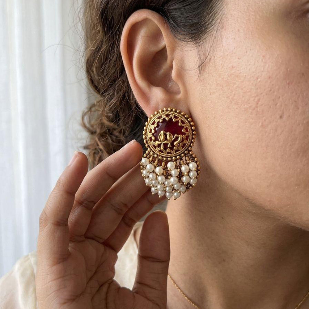 Jewel Addiction Pearl Cluster Dangler Earrings