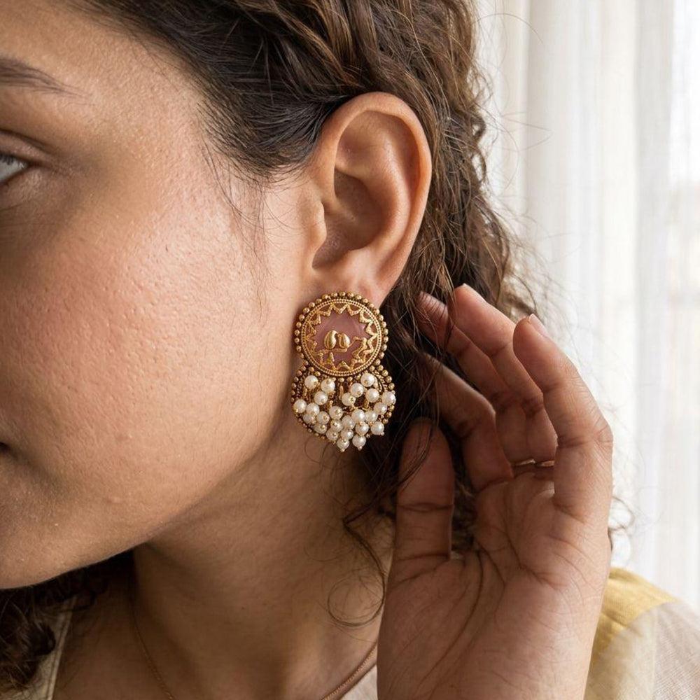Jewel Addiction Pearl Cluster Dangler Earrings