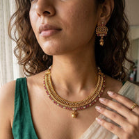 Jewel Addiction Premium Pota Stone Beads And Pearl Necklace Set