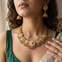 Jewel Addiction Premium Pota Stone Beads And Pearl Necklace Set