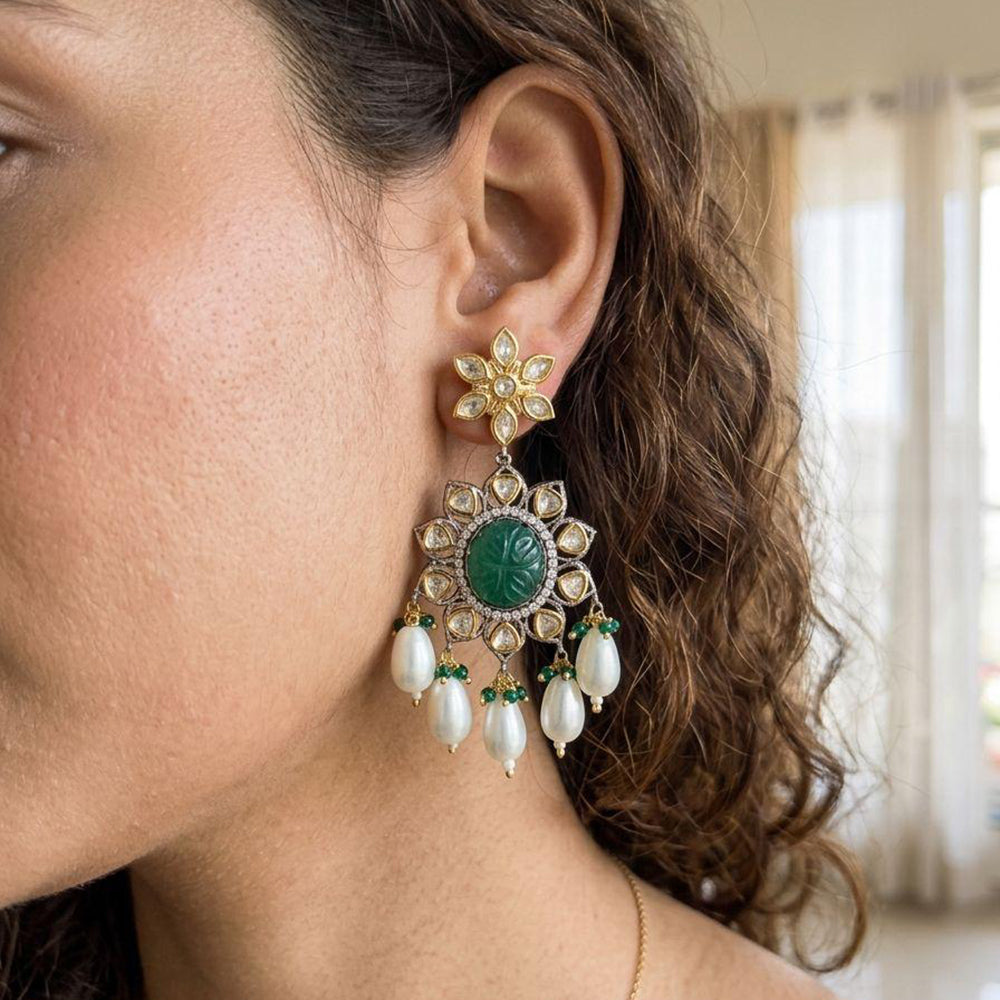 Jewel Addiction Designer Polki Kundan Stone And Beads Dangler Earrings 