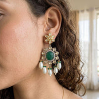 Jewel Addiction Designer Polki Kundan Stone And Beads Dangler Earrings 
