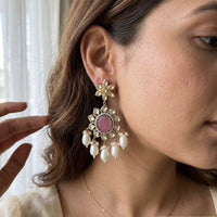 Jewel Addiction Designer Polki Kundan Stone And Beads Dangler Earrings