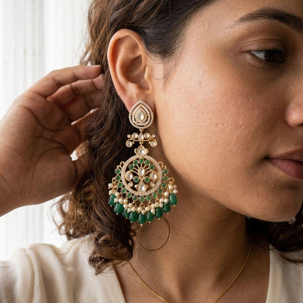 Jewel Addiction Designer Polki Kundan Stone And Beads Dangler Earrings 