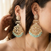Jewel Addiction Designer Polki Kundan Stone And Beads Dangler Earrings