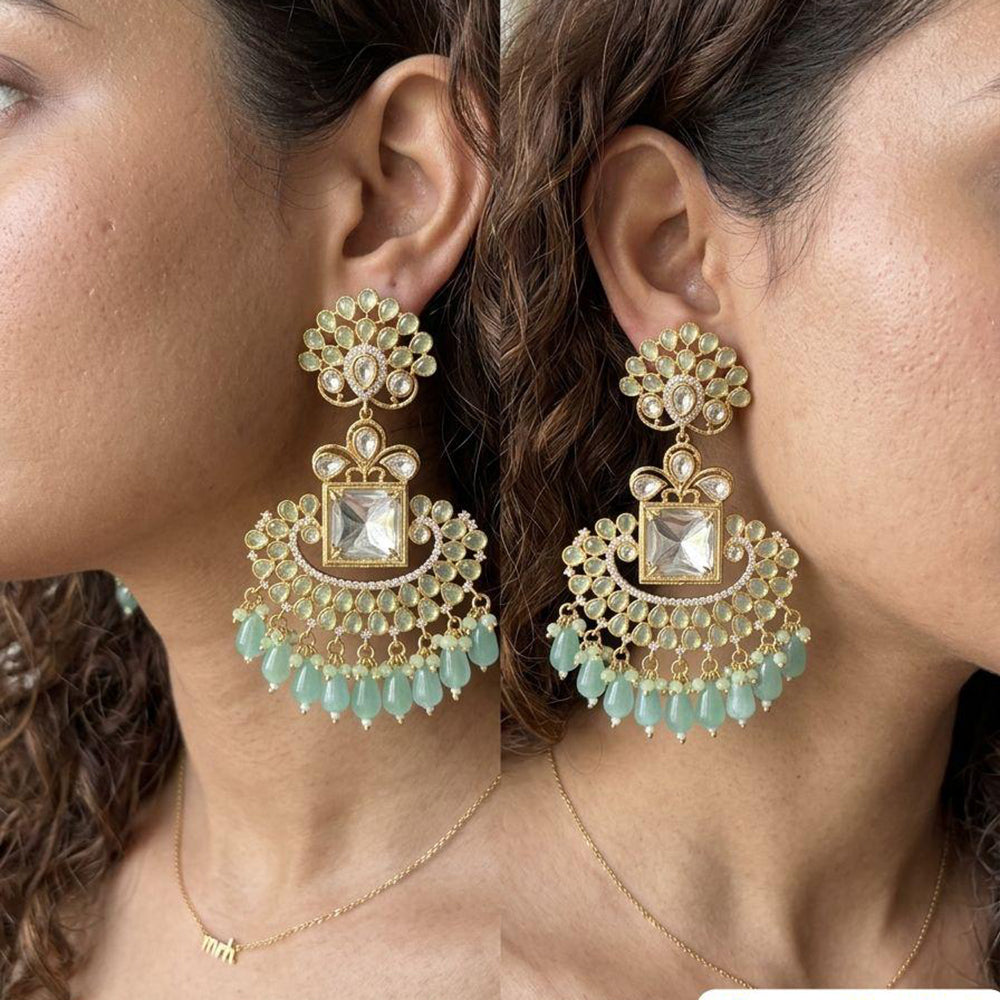 Jewel Addiction Designer Polki Kundan Stone And Beads Dangler Earrings