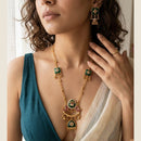 Jewel Addiction Premium Pota Stone Beads And Pearl Necklace Set
