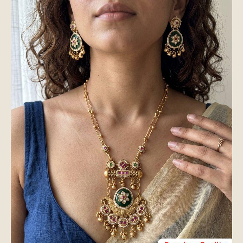 Jewel Addiction Premium Pota Stone Beads And Pearl Necklace Set