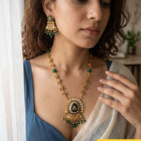 Jewel Addiction Premium Pota Stone Beads And Pearl Necklace Set