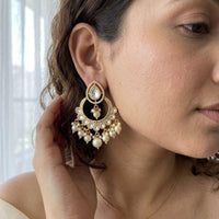 Jewel Addiction Elegant Kundan Stone Pearl And Beads Designer Dangler Earrings