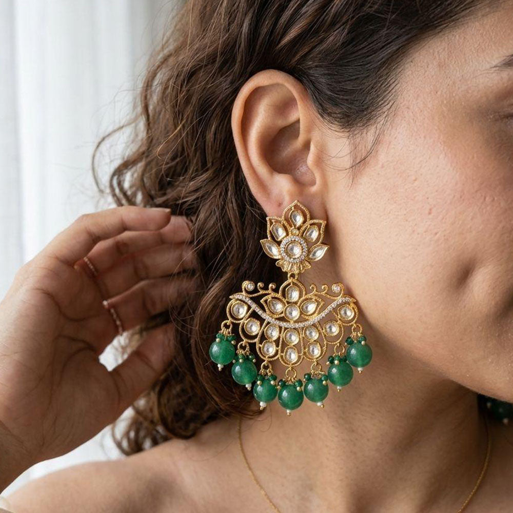 Jewel Addiction Elegant Kundan Stone Pearl And Beads Designer Dangler Earrings