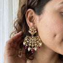 Jewel Addiction Elegant Kundan Stone Pearl And Beads Designer Dangler Earrings