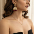 Jewel Addiction Classic Pota Stone And Beads Jhumki Earrings
