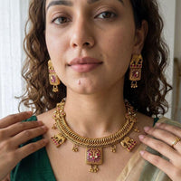 Jewel Addiction Luxury Pota Stone And Pearl Necklace Set