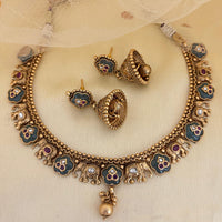 Jewel Addiction Luxury Pota Stone And Pearl Necklace Set