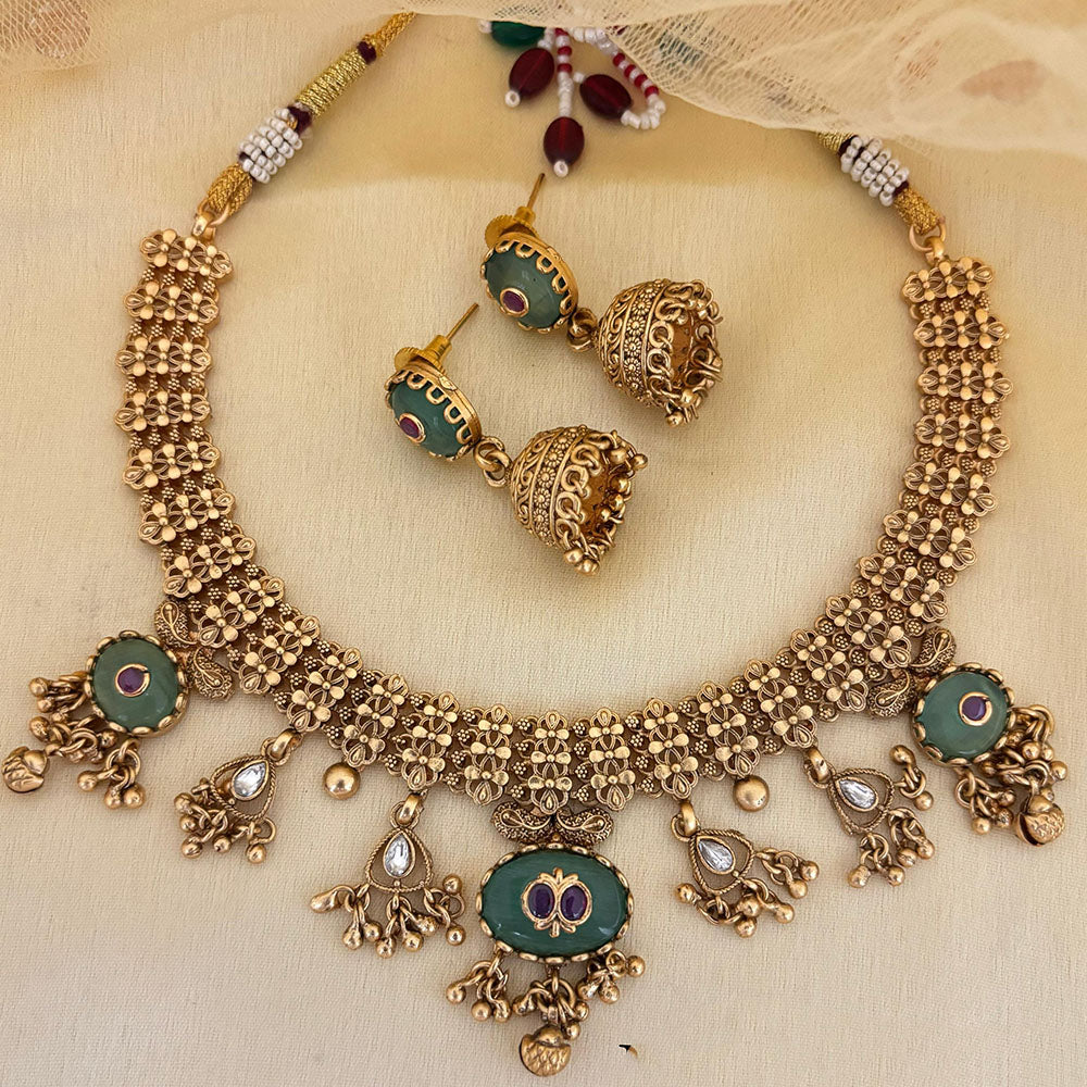 Jewel Addiction Luxury Pota Stone And Pearl Necklace Set