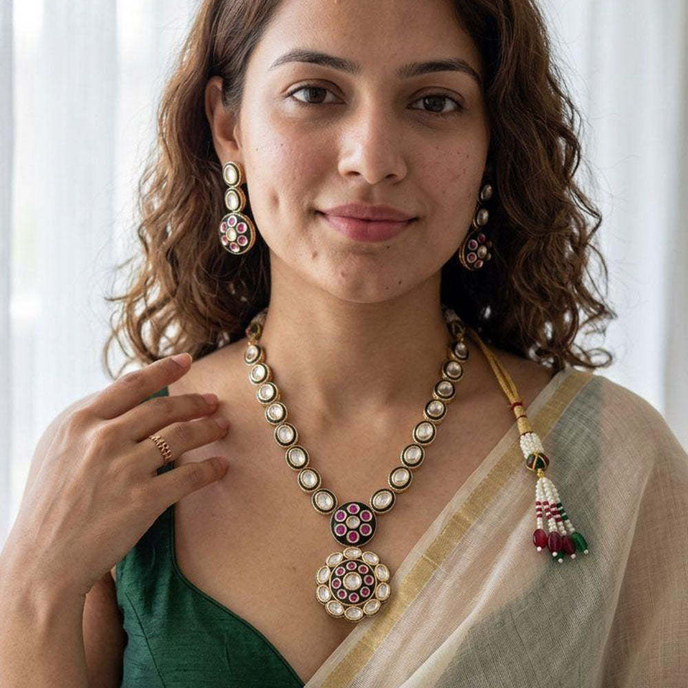 Jewel Addiction Royal Polki Kundan Stone Necklace Set