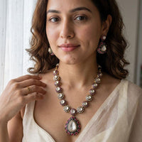 Jewel Addiction Royal Polki Kundan Stone Necklace Set