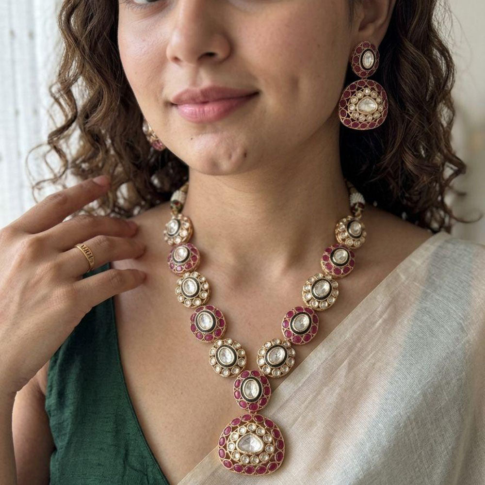 Jewel Addiction Royal Polki Kundan Stone Necklace Set