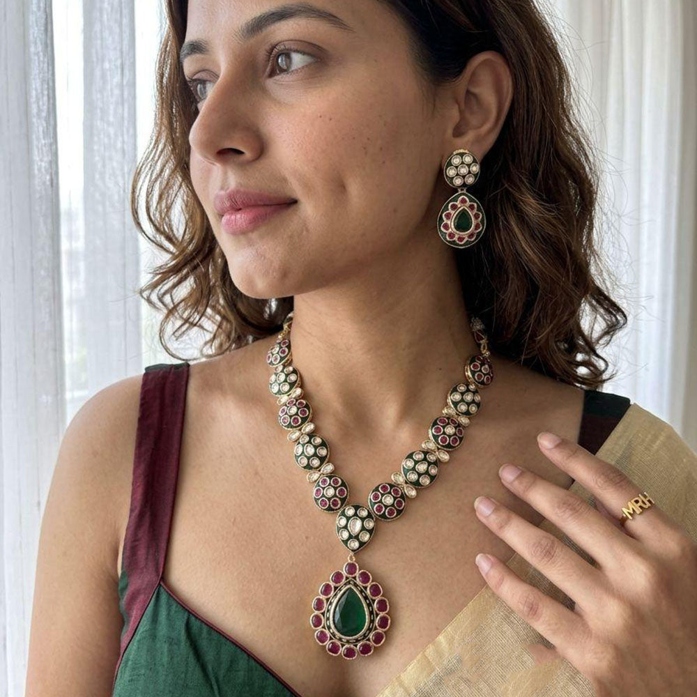 Jewel Addiction Royal Polki Kundan Stone Necklace Set