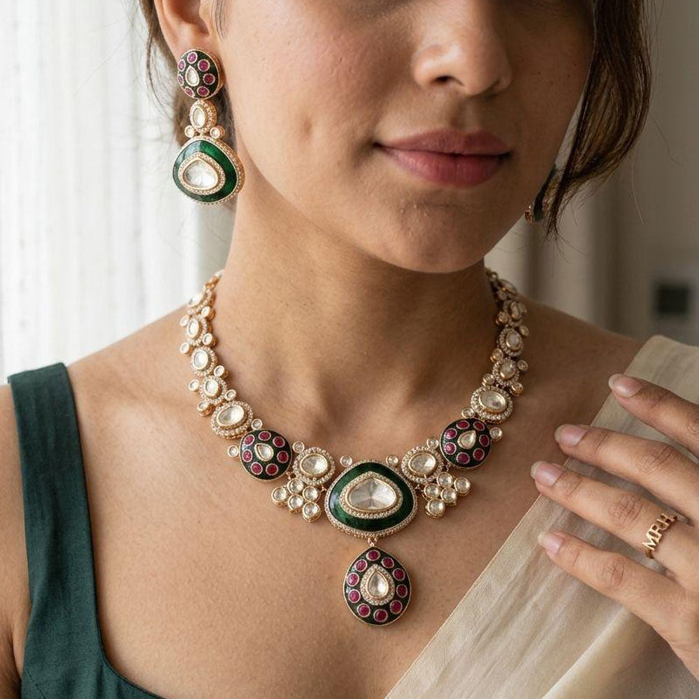 Jewel Addiction Royal Polki Kundan Stone Necklace Set
