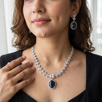 Jewel Addiction Silver Plated American Diamond Necklace Set
