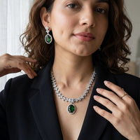 Jewel Addiction Silver Plated American Diamond Necklace Set