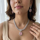 Jewel Addiction Silver Plated American Diamond Necklace Set