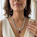 Jewel Addiction Silver Plated American Diamond Necklace Set