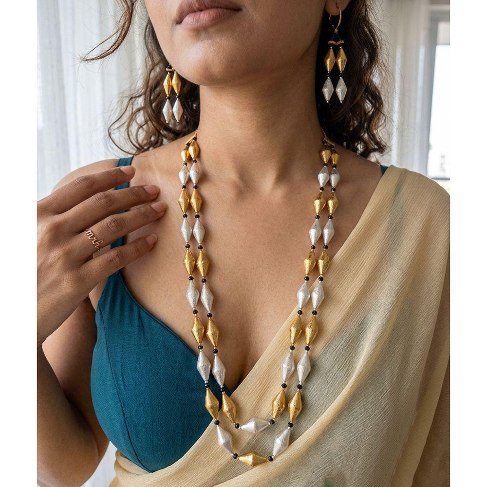 Jewel Addiction Designer Beads Double Layer Long Necklace Set
