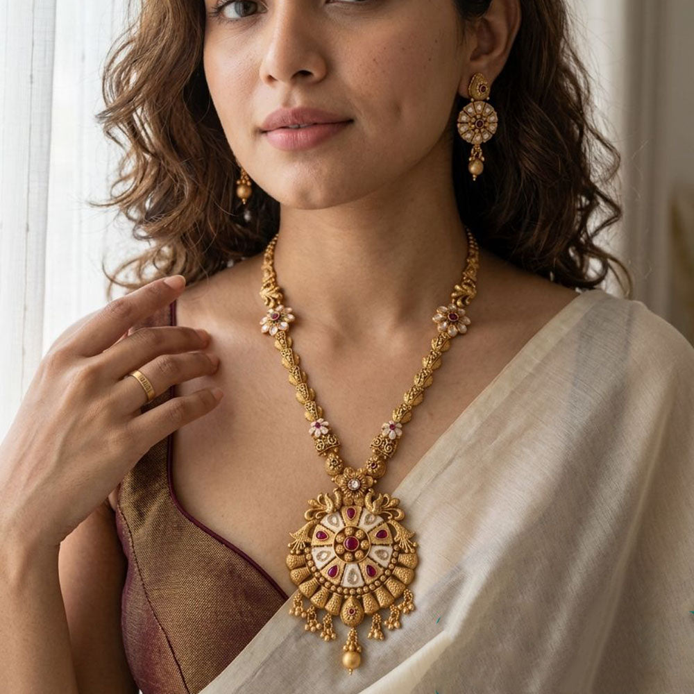 Jewel Addiction Designer Pota Stone And Beads Necklace Set