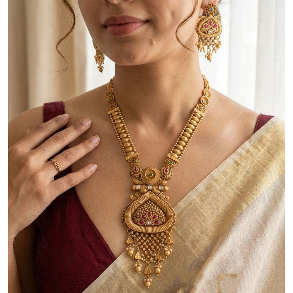 Jewel Addiction Designer Pota Stone And Beads Necklace Set
